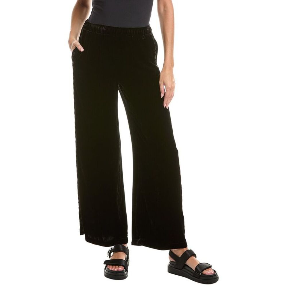 Johnny Was Womens  Velvet Silk-Blend Pant, Black
